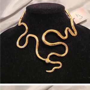 Hinged Gold Tone Snake Necklace - Worn once super fun!